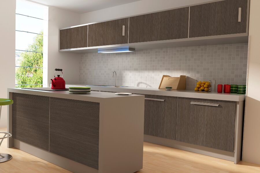 Cocina integral en melamina con isla central